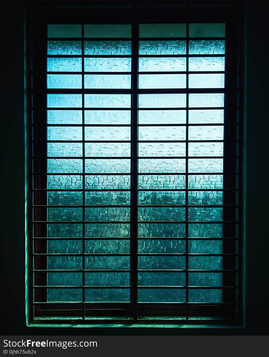 Closed Black Metal-framed Frosted Glass Windowpane