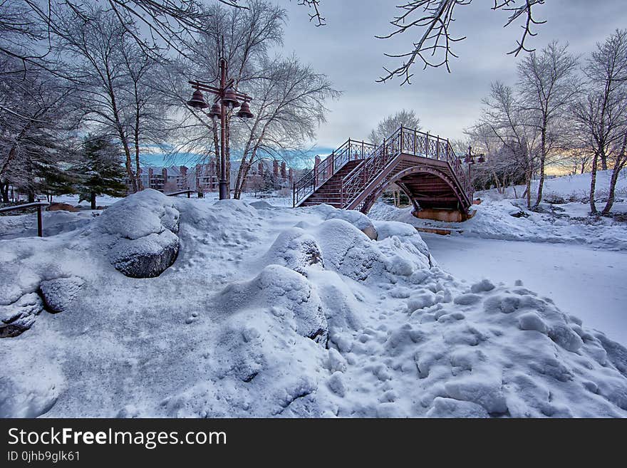 Photo of Bridge With White Snow