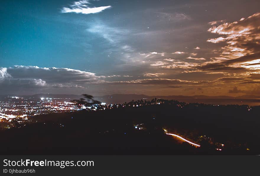 Aerial Photo of City Lights