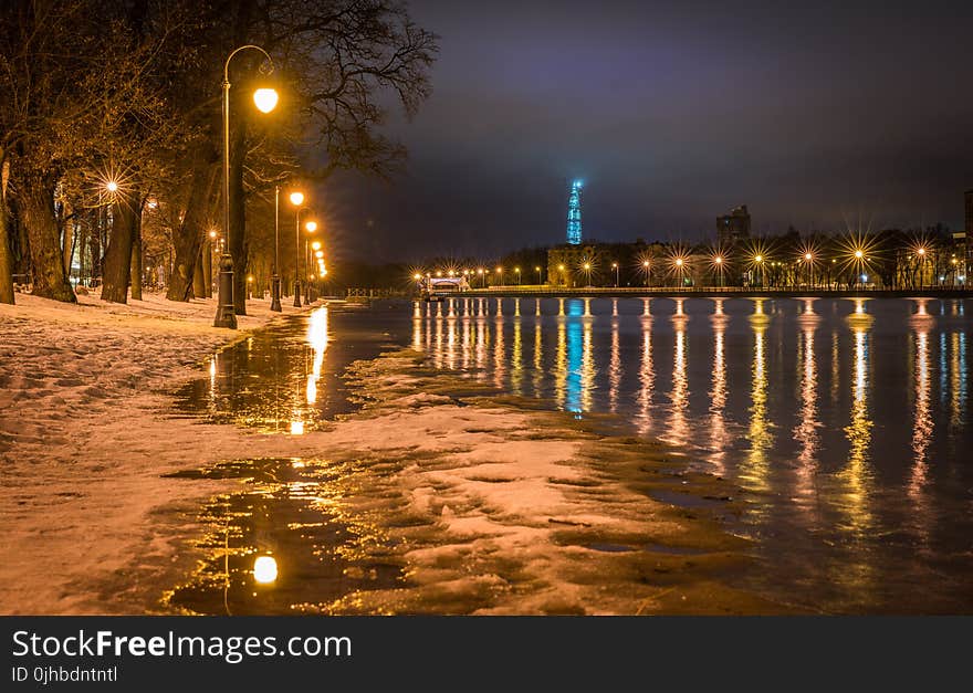 Photography of Street Light on Seashore