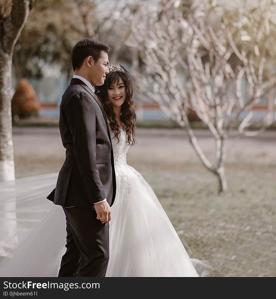 Groom and Bride Closeup Photo