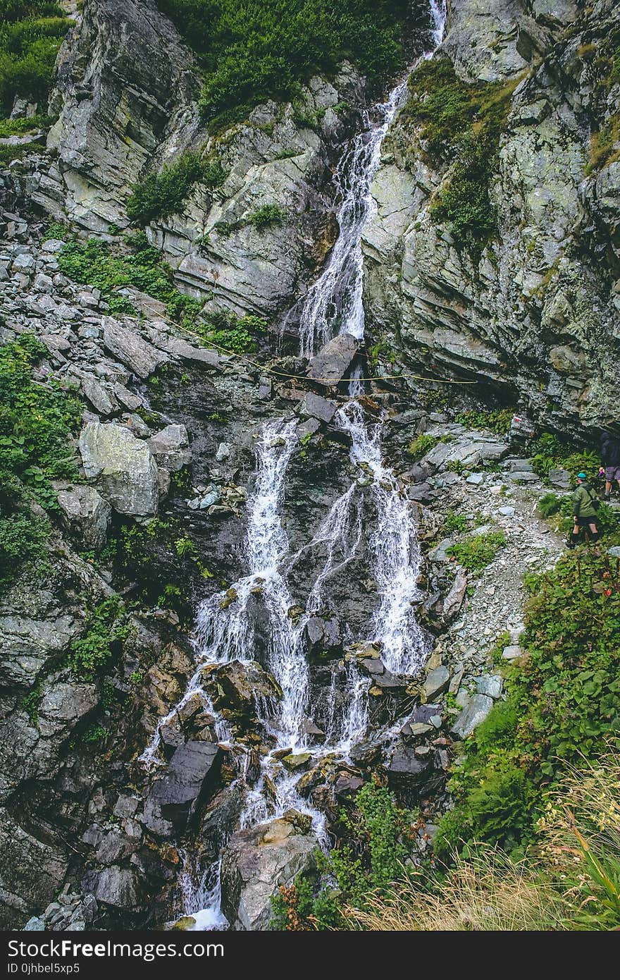 Waterfall Against the Rock