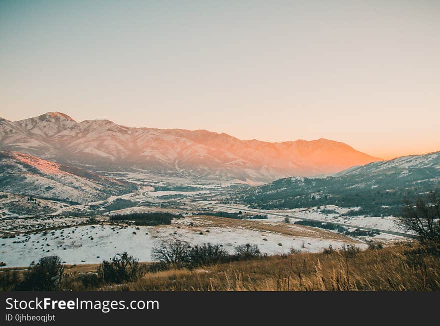 Gray Mountains With Snow