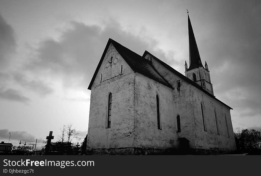 Gray Scale Photo of Church