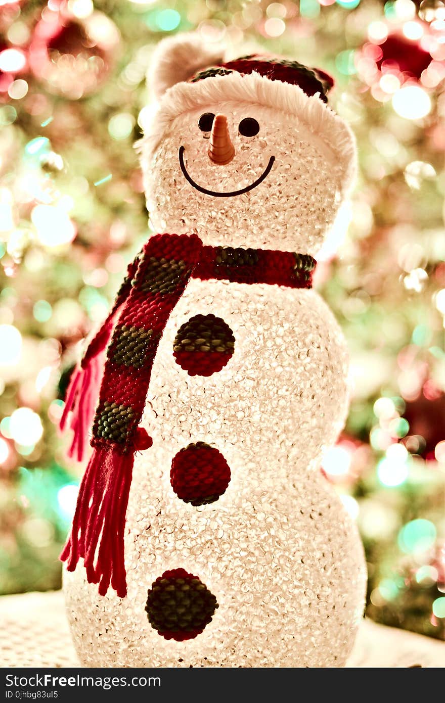 Snowman Wearing Scarf Led Lamp