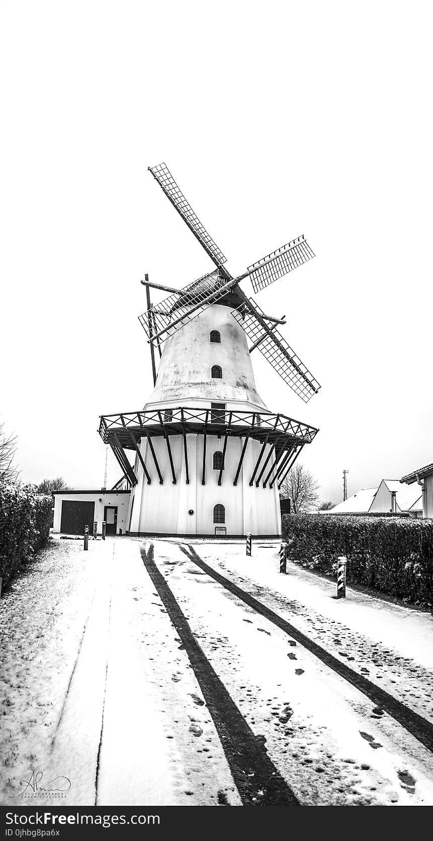 Greyscale Photo Of Windmill