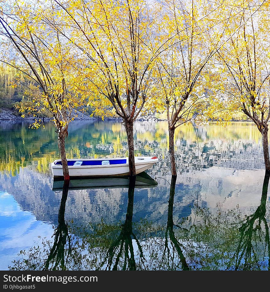 Photography of White and Blue Wooden Boat On Water