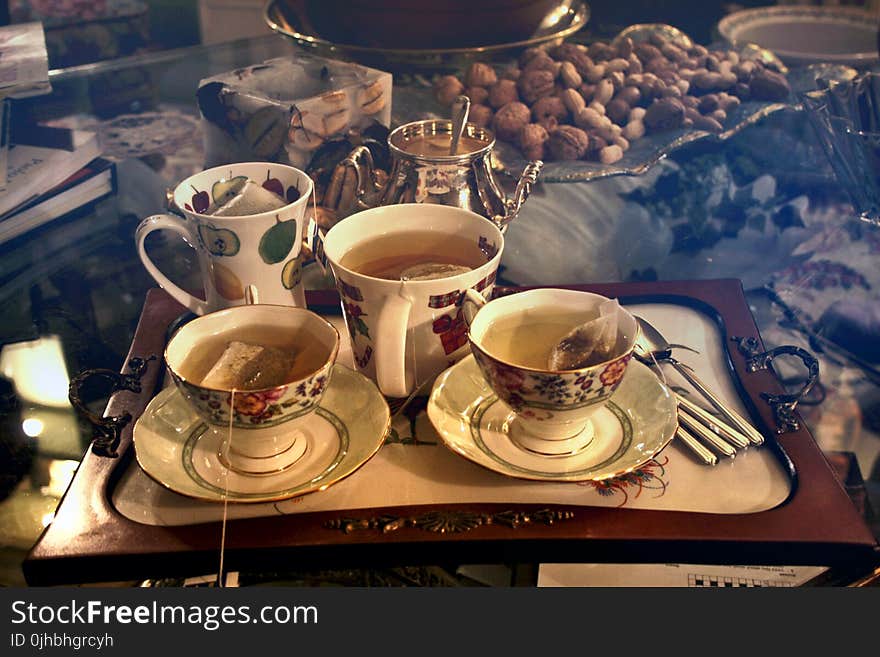 Three Cups of Teas on Serving Tray