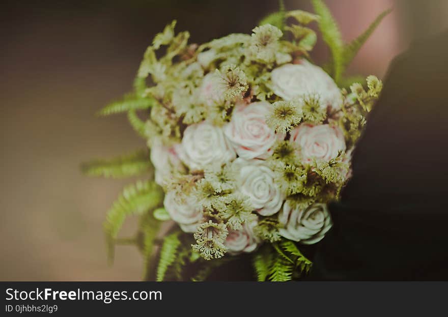 White and Pink Rose Flowers Bouquet