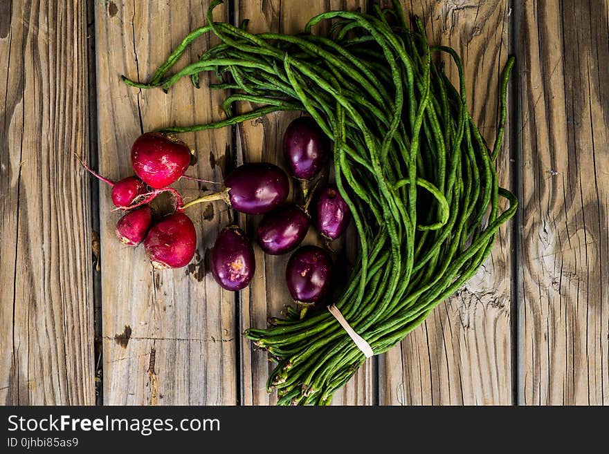 Vegetables on Brown Wooden Surface