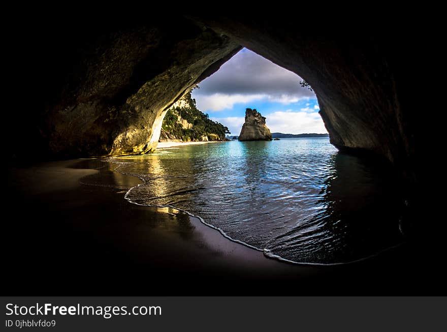 Gray and Brown Cave Near on the Ocean