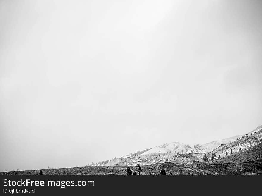 Grayscale Mountain Photo