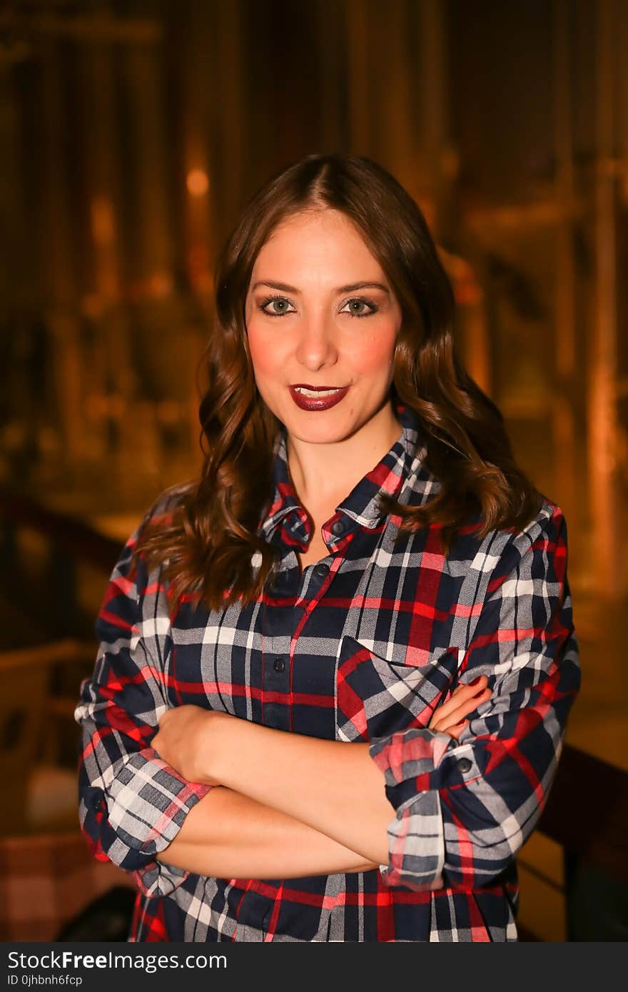 Woman Wearing Flannel Top