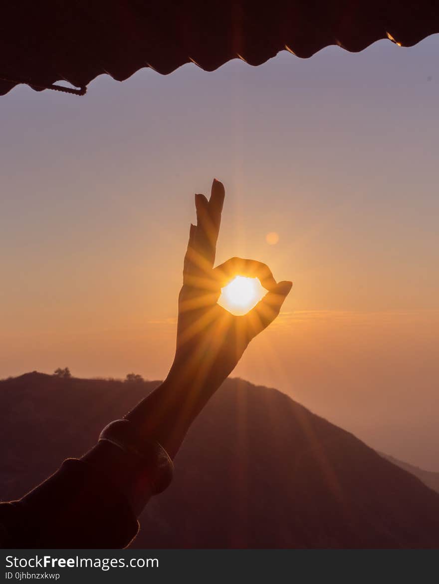 Photography of Hand During Sunset