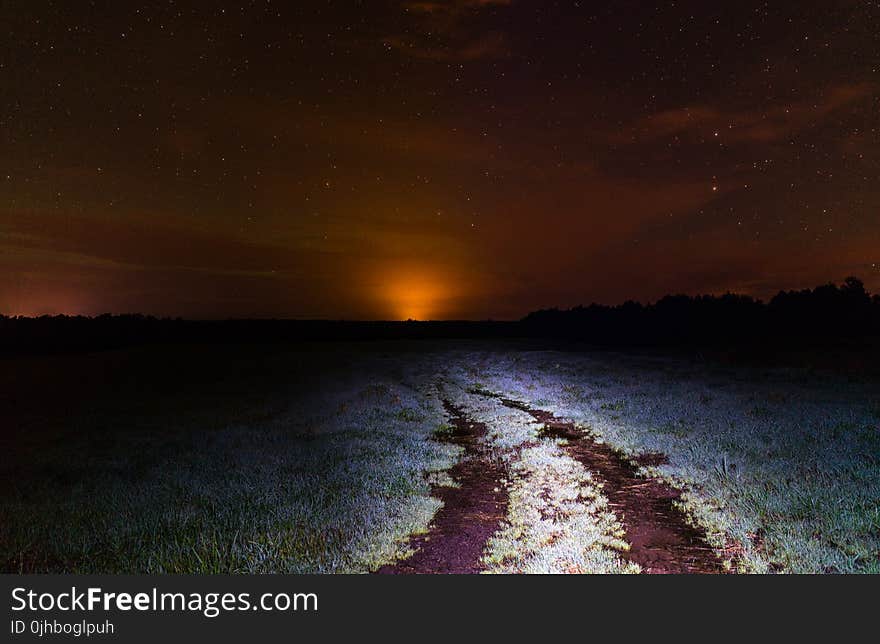 Scenic View of Open Field During Night Time