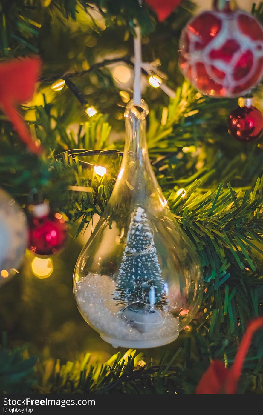 Clear Glass Green Christmas Tree Ornament