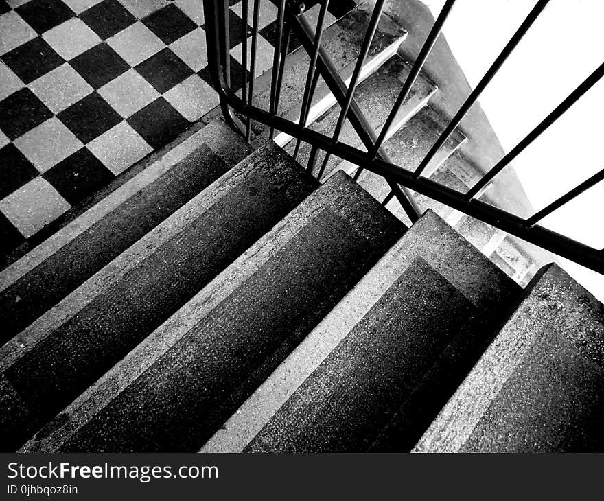 Grey Scale Photo of Stairs