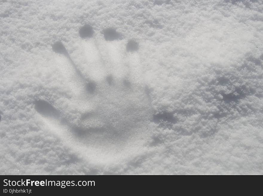 Hand Print On Snow