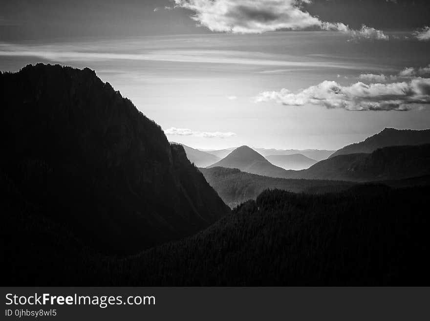 Grayscale Photography Of Mountain