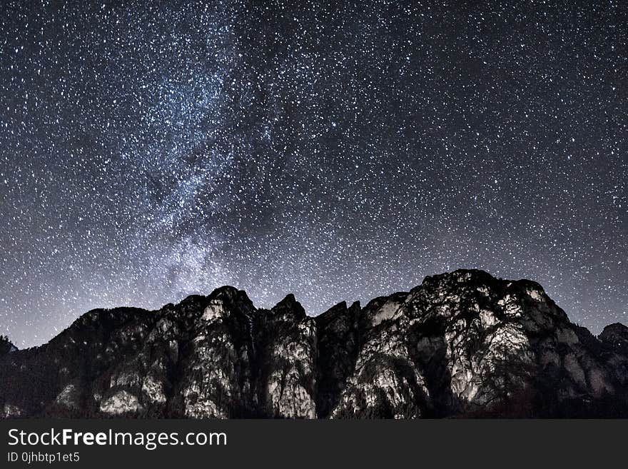 Mountain Under Starry Sky During Nighttime