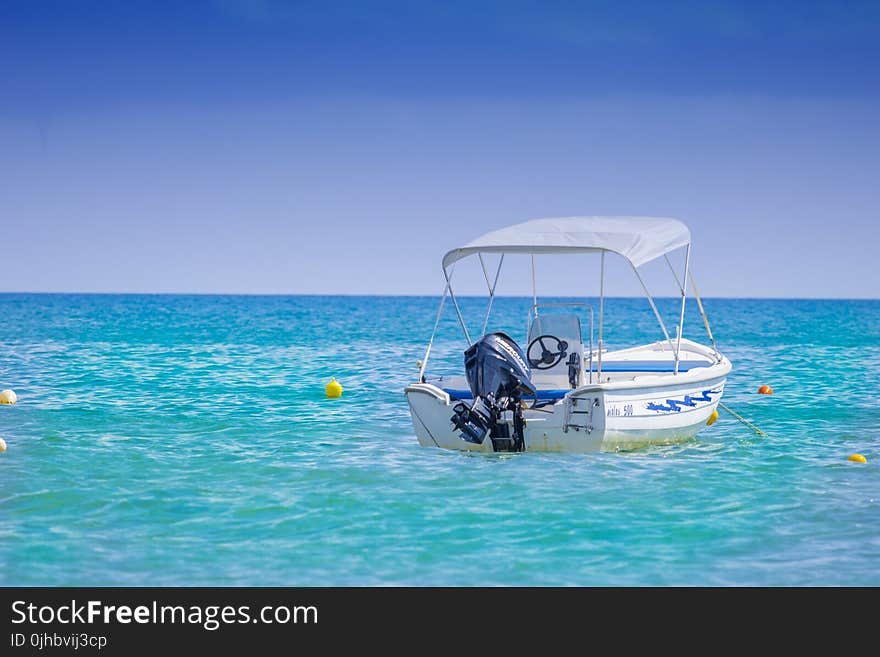 White Bow Rider Parked on the Body of Water