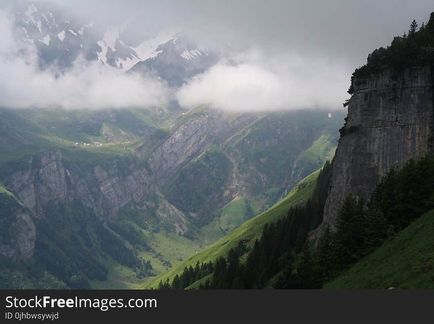 Bird&#x27;s Eye View of Foggy Landscape