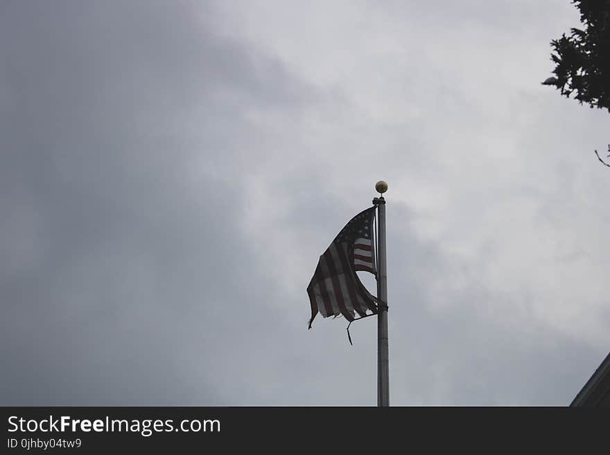 U.s.a. Flag Under Gray and White Sky