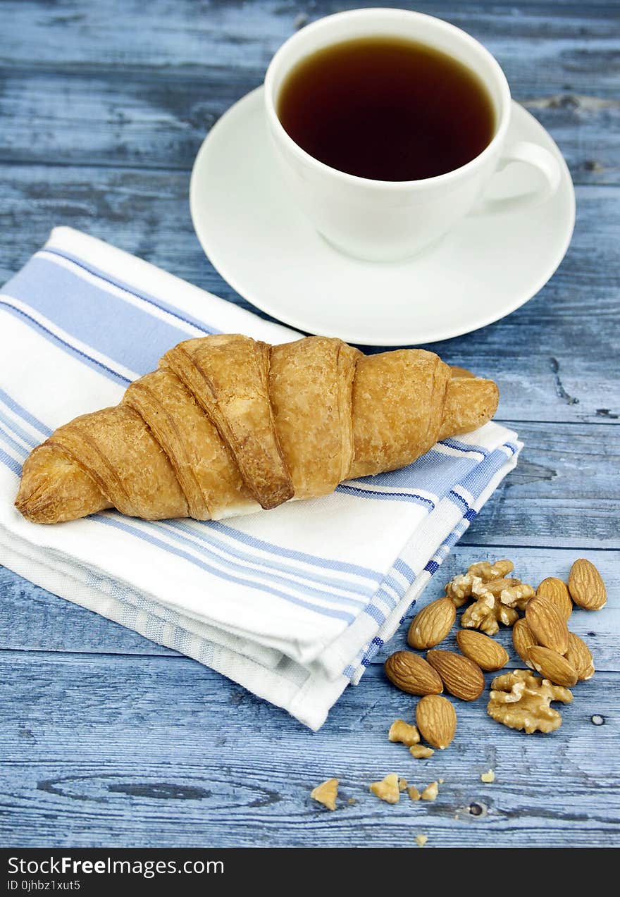 White Ceramic Coffee Mug With Bread