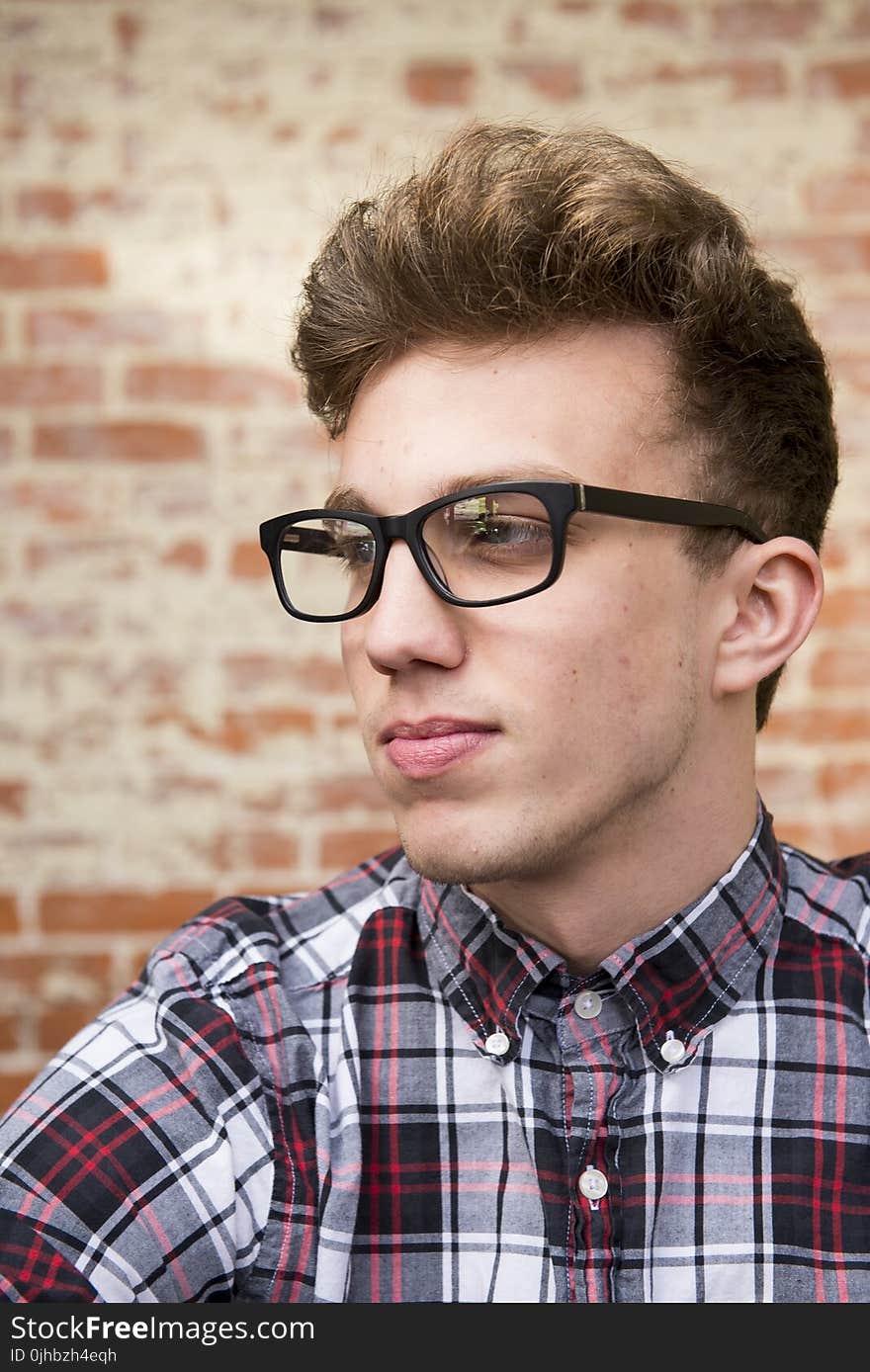 Man Wearing Black Framed Eyeglasses