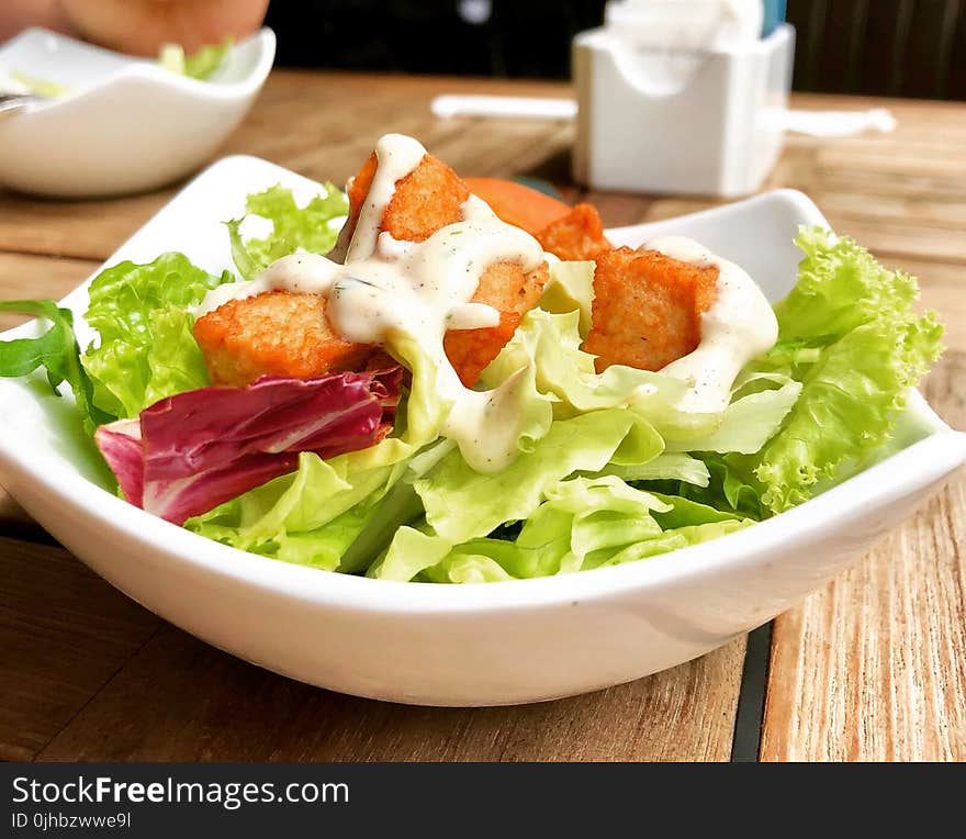 Vegetable Salad on Top of White Ceramic Plate