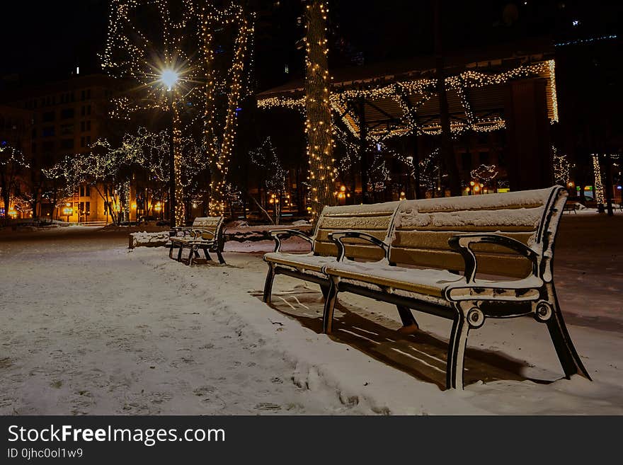 Photo of Snow Covered Benches in the Park