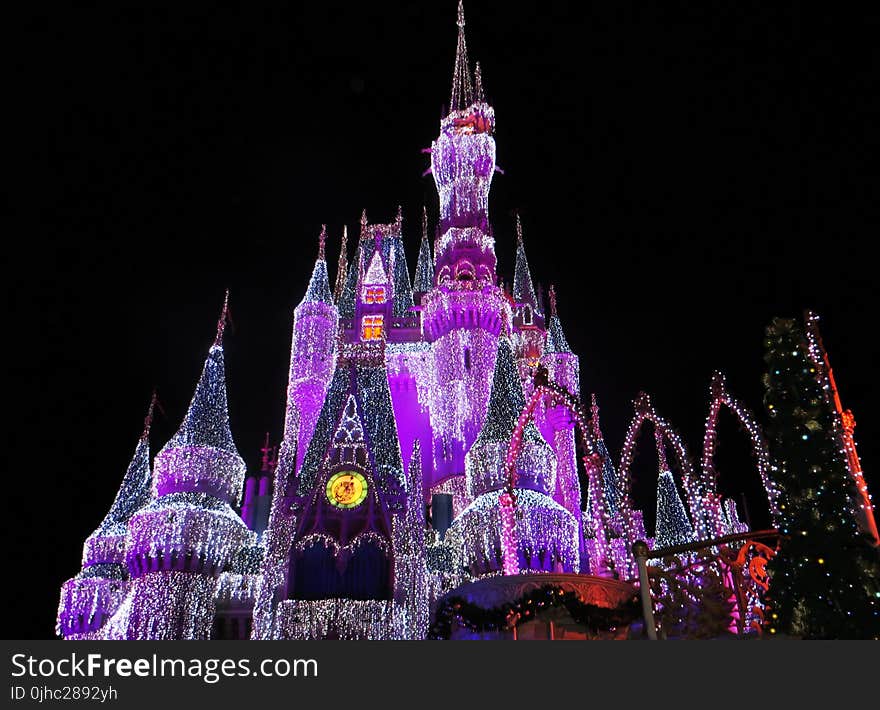 Pink White and Purple Light-up Disneyland Castle