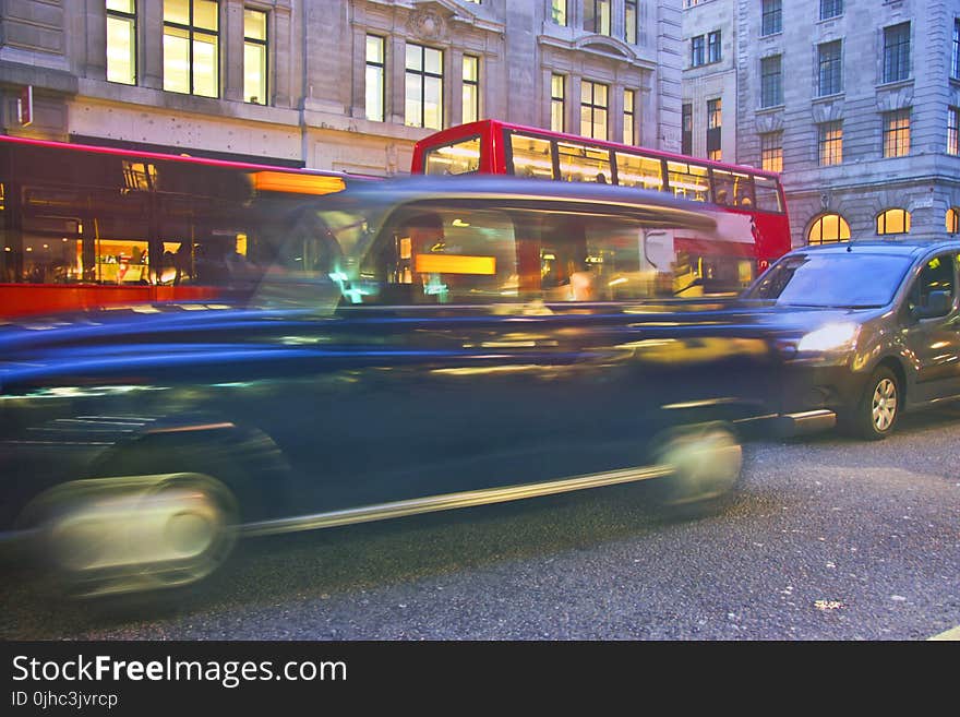 Timelapse Photography of Blue Car