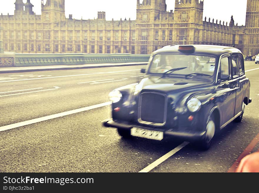 Blue Classic Car Near Westminster Palace