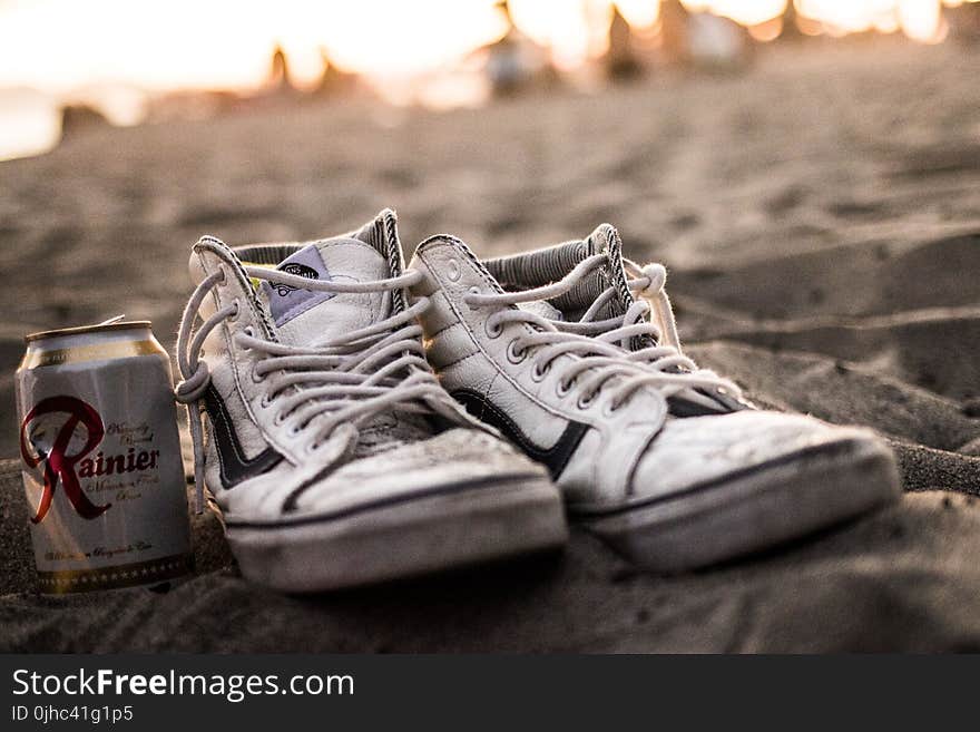 White High-top Vans Sneakers And Tin Can