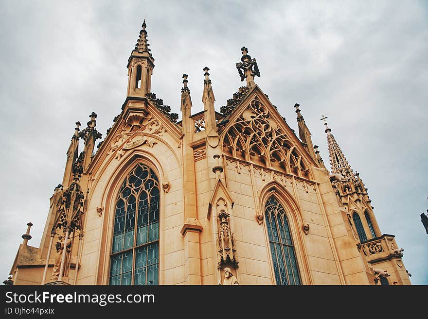 Worm&#x27;s Eye View of Concrete Cathedral