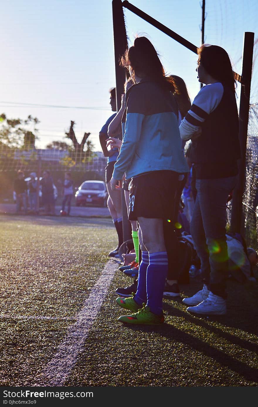 Women Wearing Pair of Blue High-socks