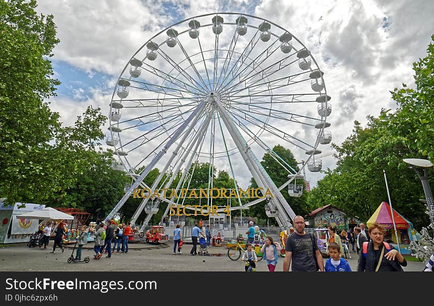 Low Angle Photography White Ferris Wheel