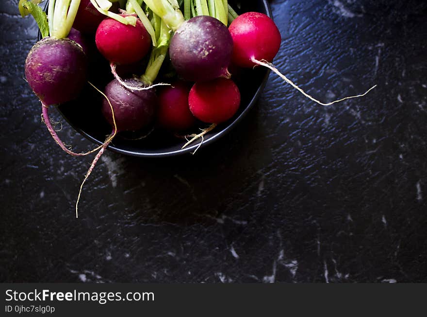 Purple And Red Radish in Bowl