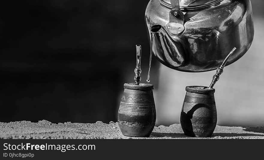 Grayscale Photography of Two Pots