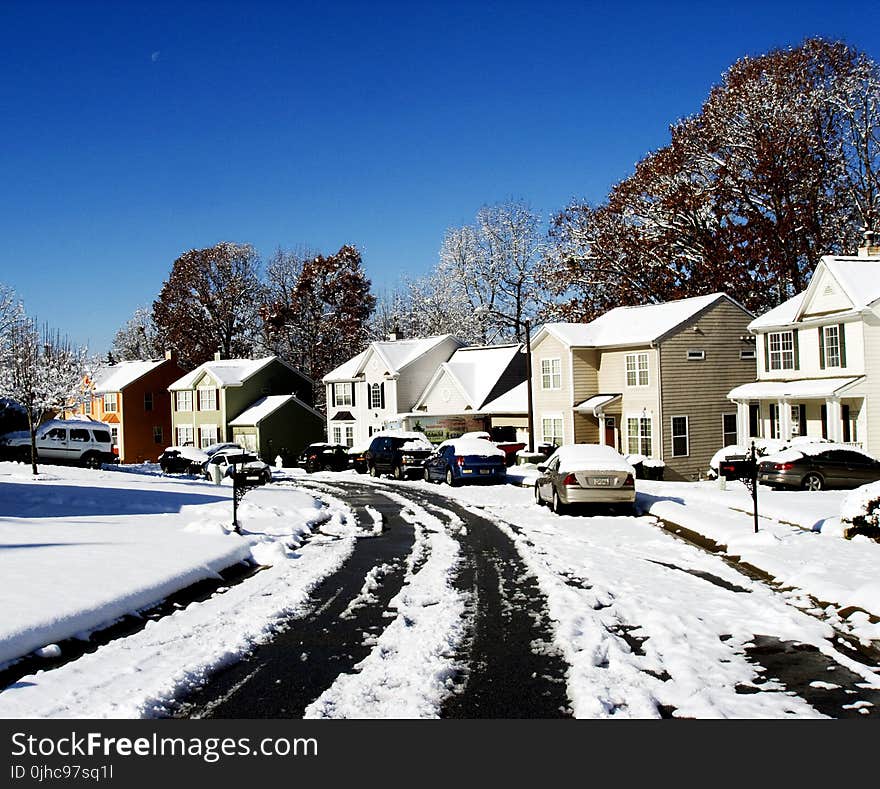 Snow Pathway Near at Houses