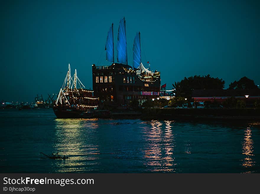 Black Cruiser Ship On Sea Dock