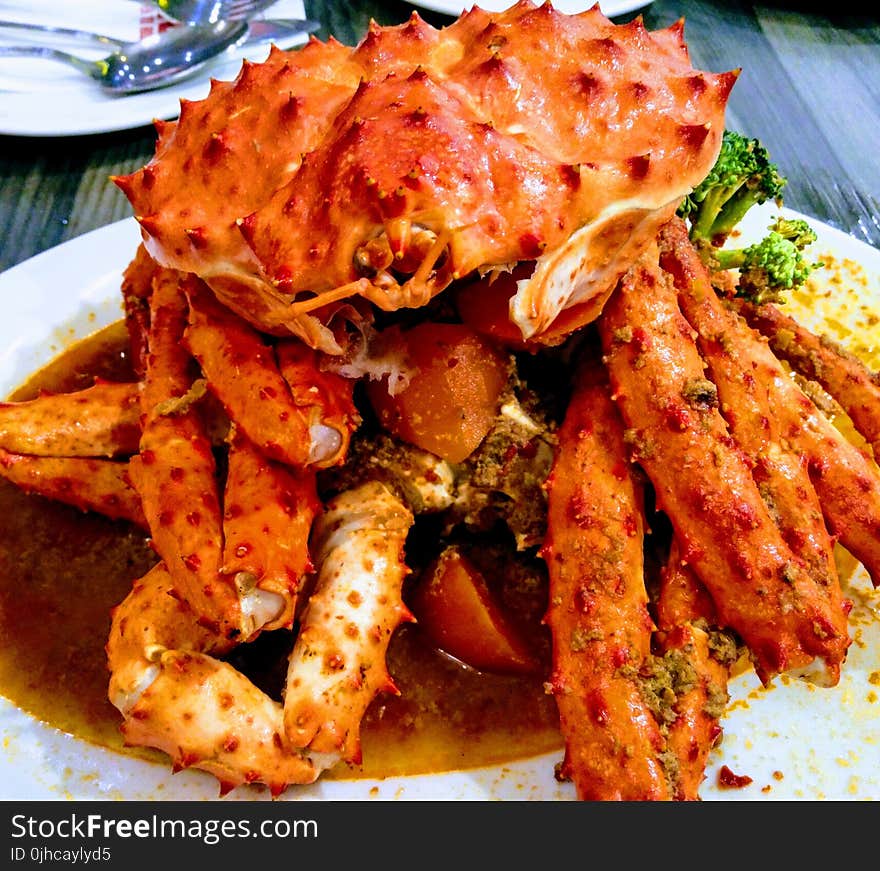 Cooked Crab on White Ceramic Palte