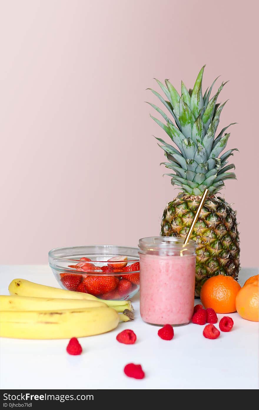 Strawberry Smoothie On Glass Jar