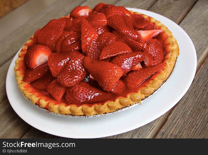 Strawberry Pie On White Plate