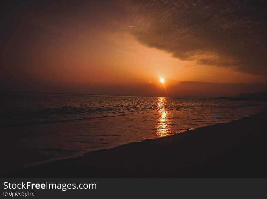 Beach Shore During Sunset