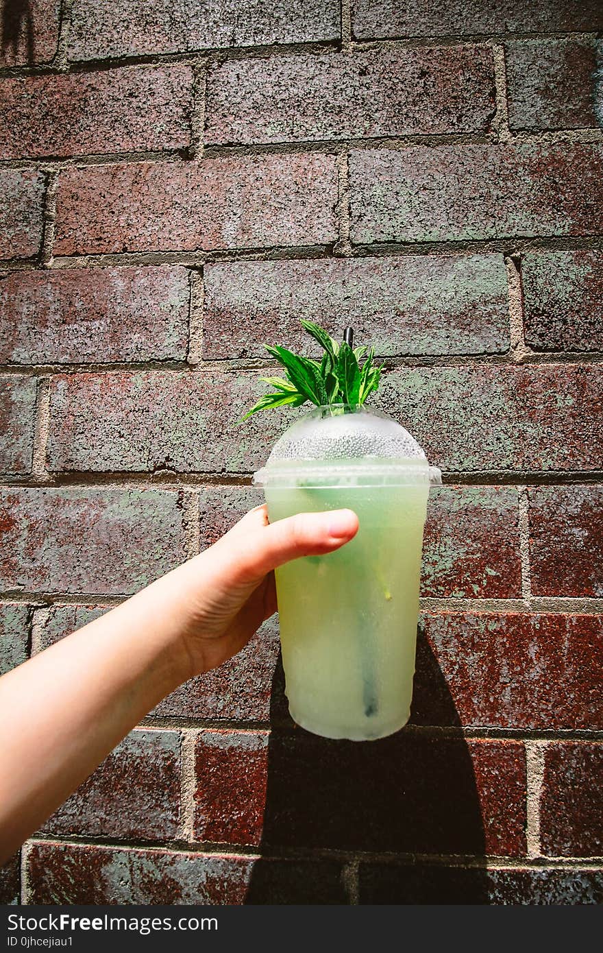 Person Holding Green Tea in Plastic Cup