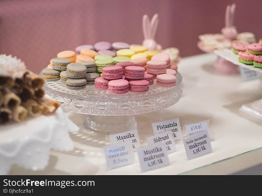 Macaroons On Cut Glass Tray