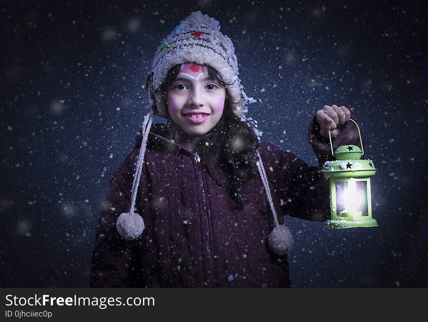 Girl Holding Green Lantern Lamp