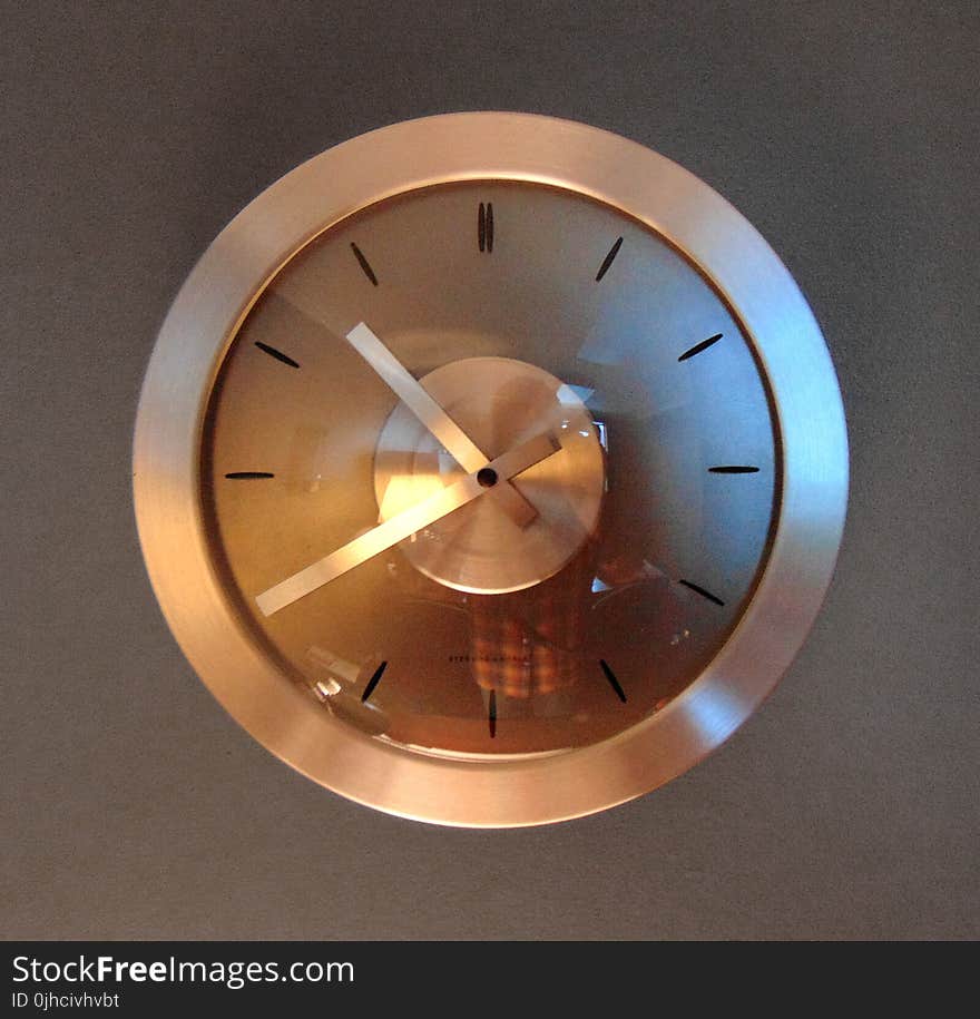 Round Bronze Analog Wall Clock